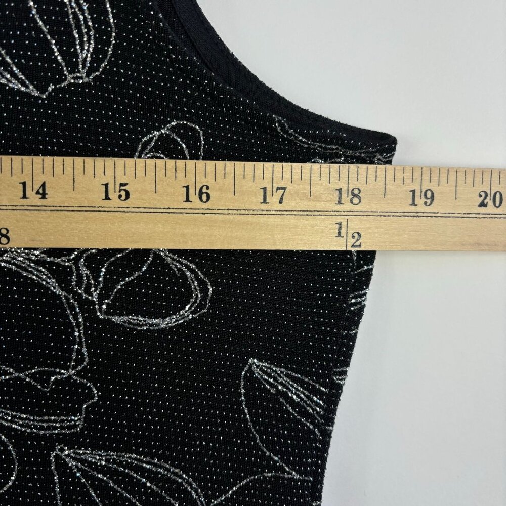 Vintage 90s Y2K top petite L black silver metallic floral new years fairy grunge - Picture 7 of 10